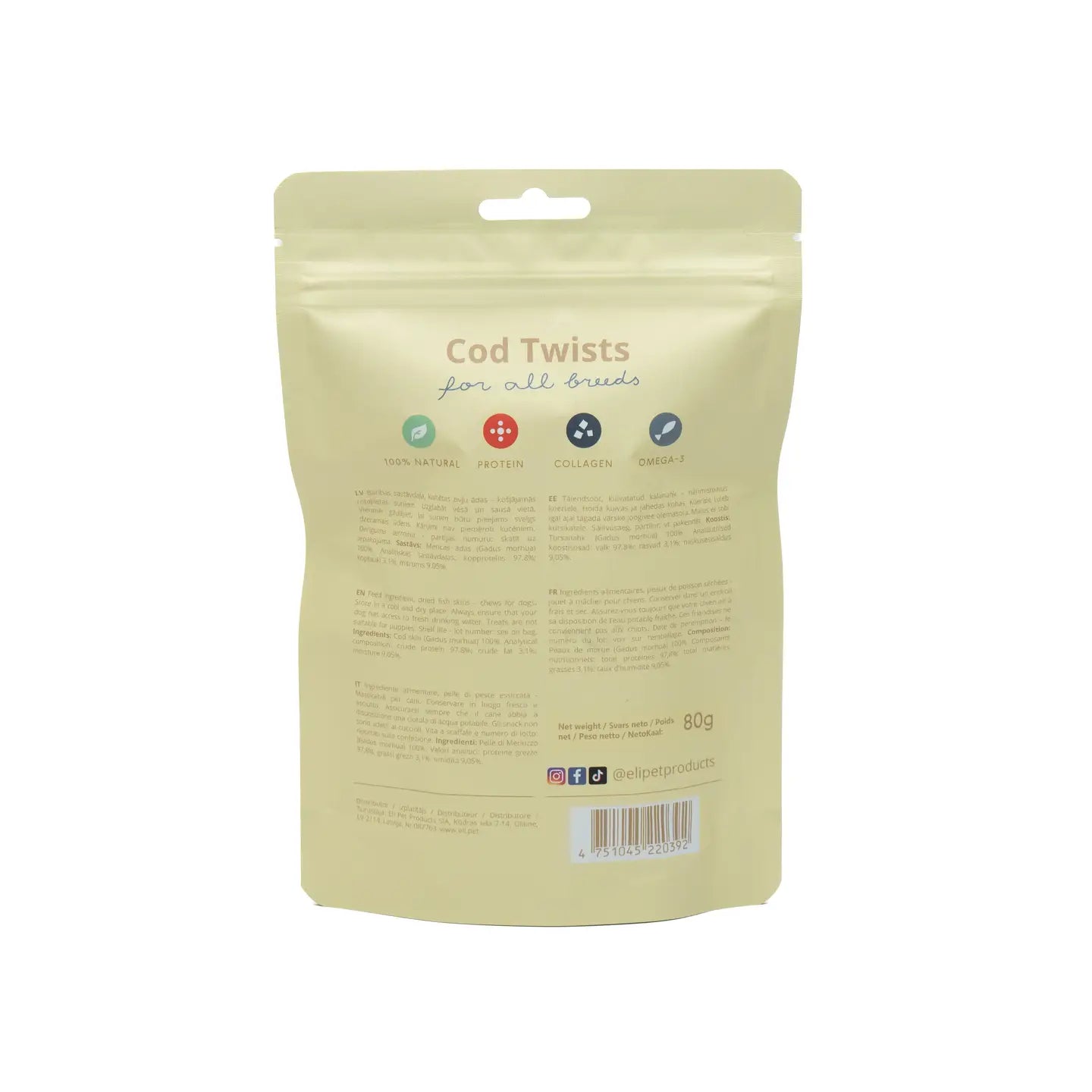 Dried Cod Skin Twists Dog Treats