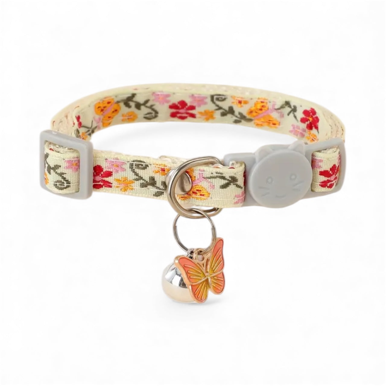 Adjustable Collar with Bell | Orange Butterfly