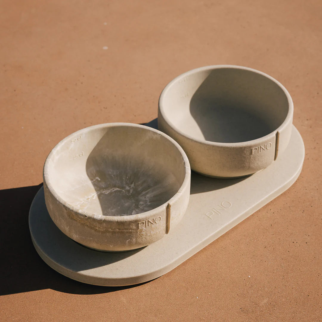 Classic Feeder Bowl - Owl Greige Marble