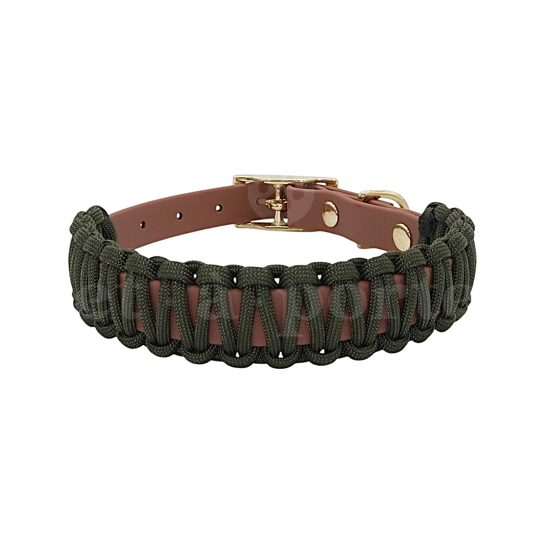Khaki Cognac Biothane Paracord Collar