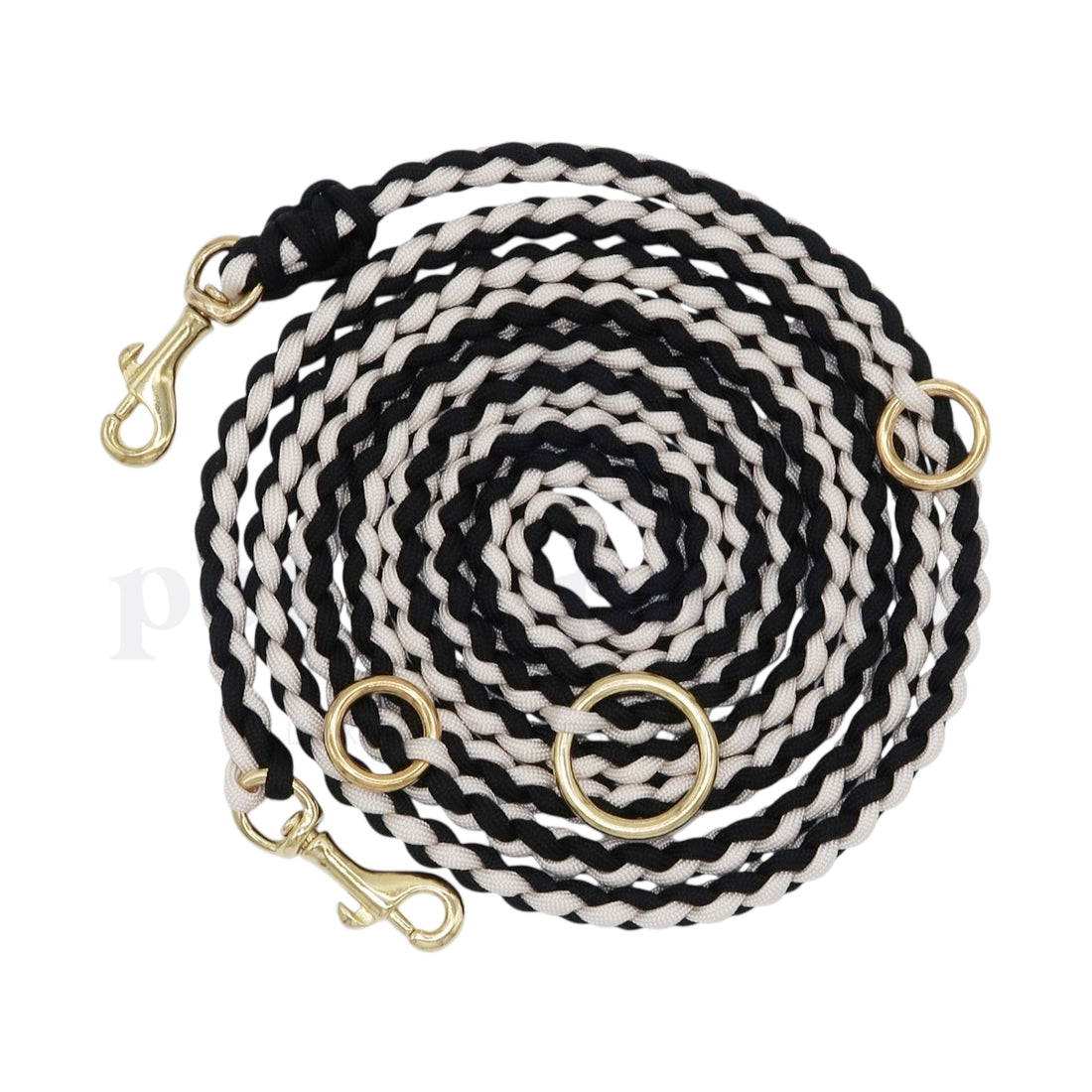 Adjustable Paracord Leash - Black/Cream