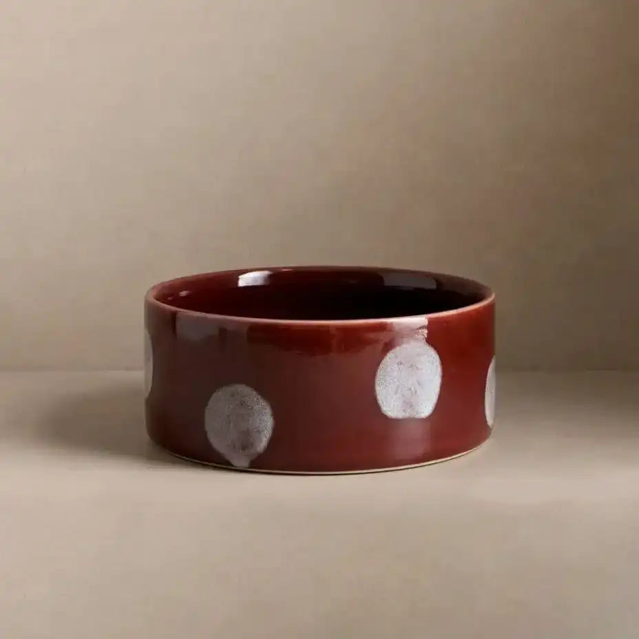 Stoneware Pop Dots Bowl | Burgundy