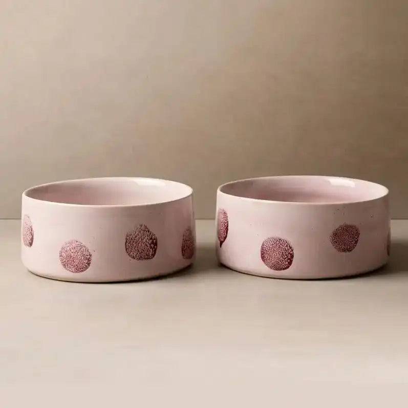 Stoneware Pop Dots Bowl | Pink