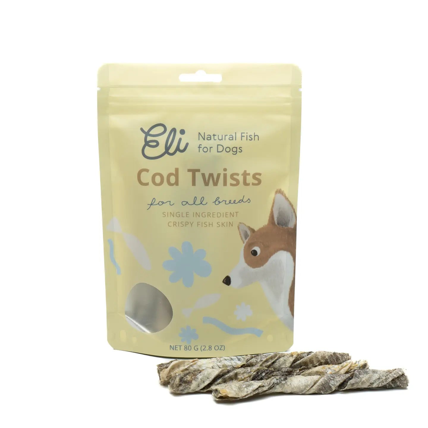 Dried Cod Skin Twists Dog Treats