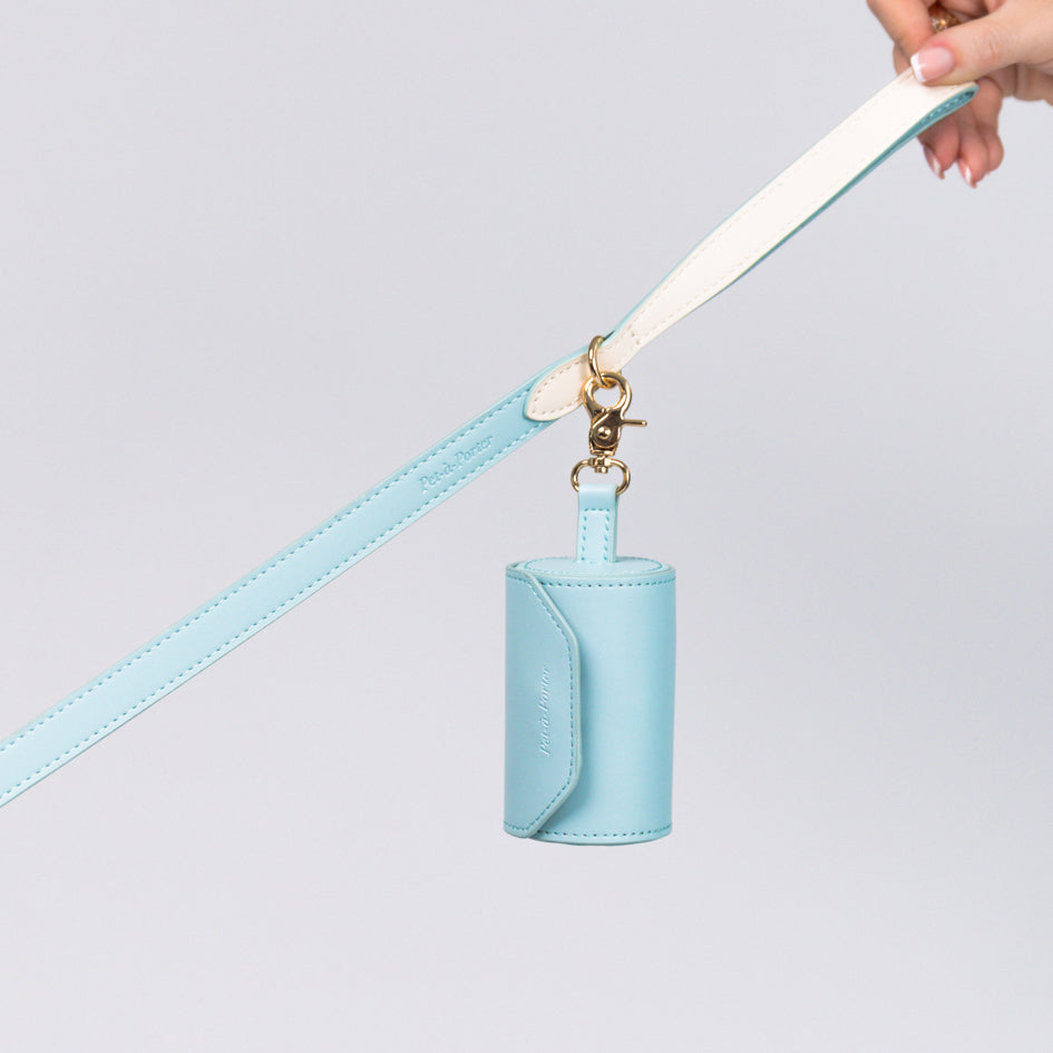 Sky Blue - Vegan Leather Poop Bag Holder