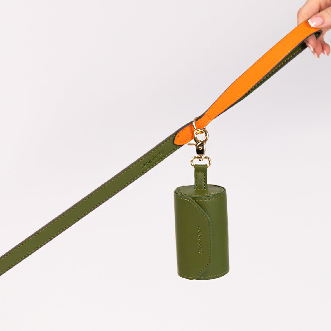 Khaki - Vegan Leather Poop Bag Holder