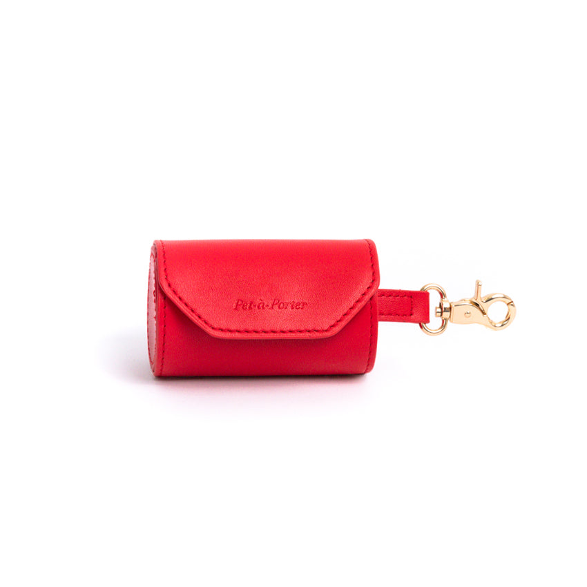 Ferrari Red - Vegan Leather Poop Bag Holder