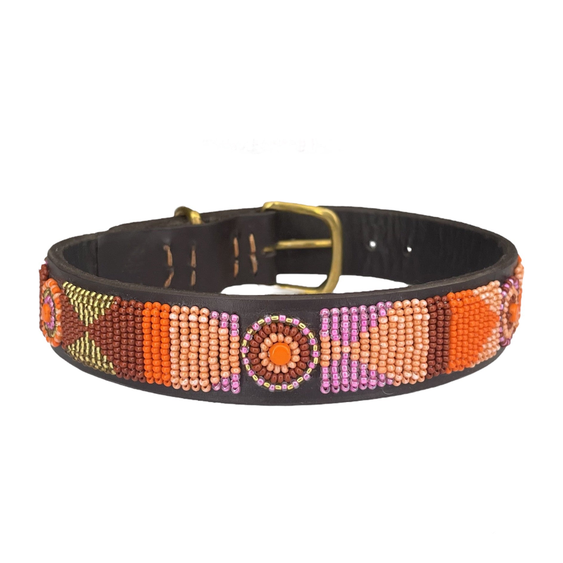 Beaded Dog Collar - Framboise