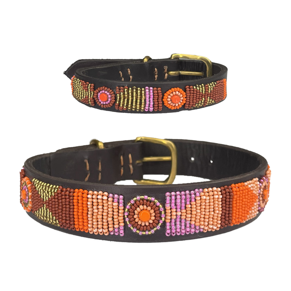 Beaded Dog Collar - Framboise