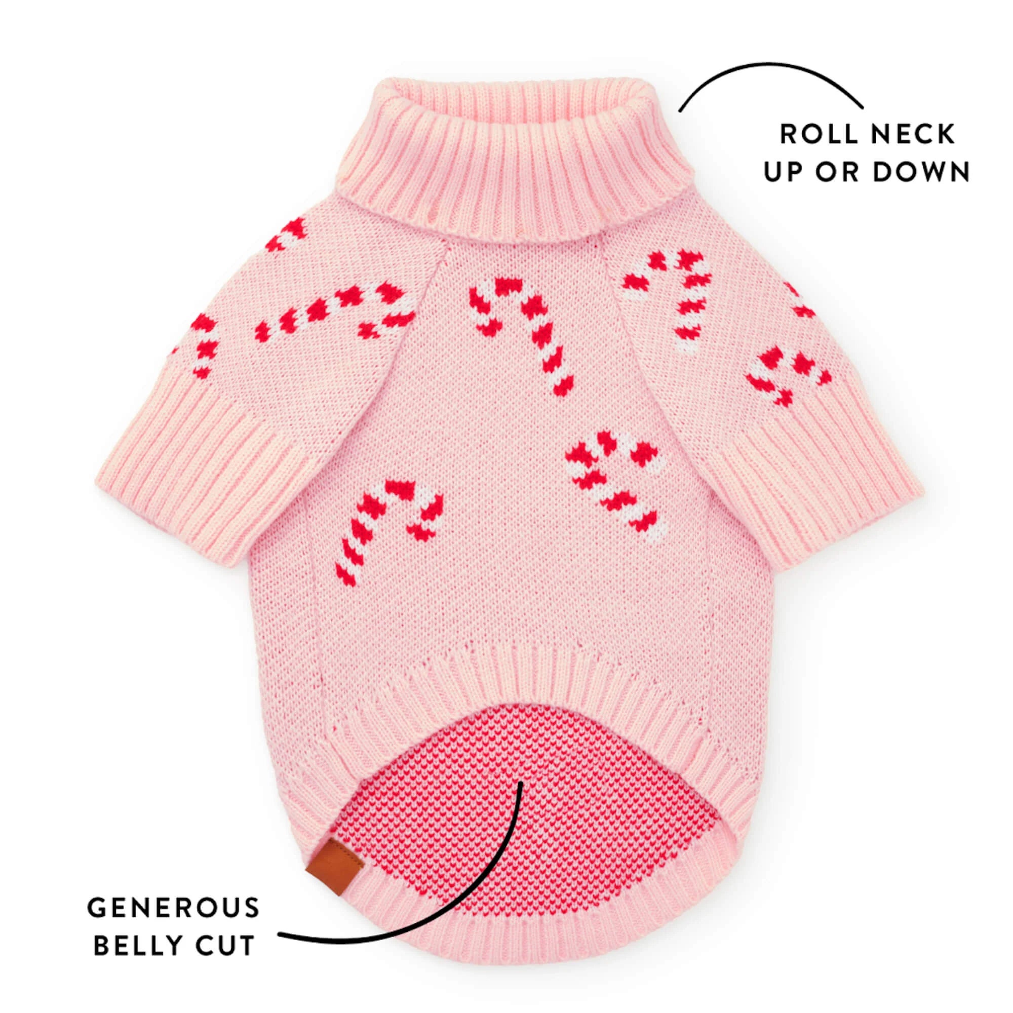 Pink Candy Canes Dog Sweater