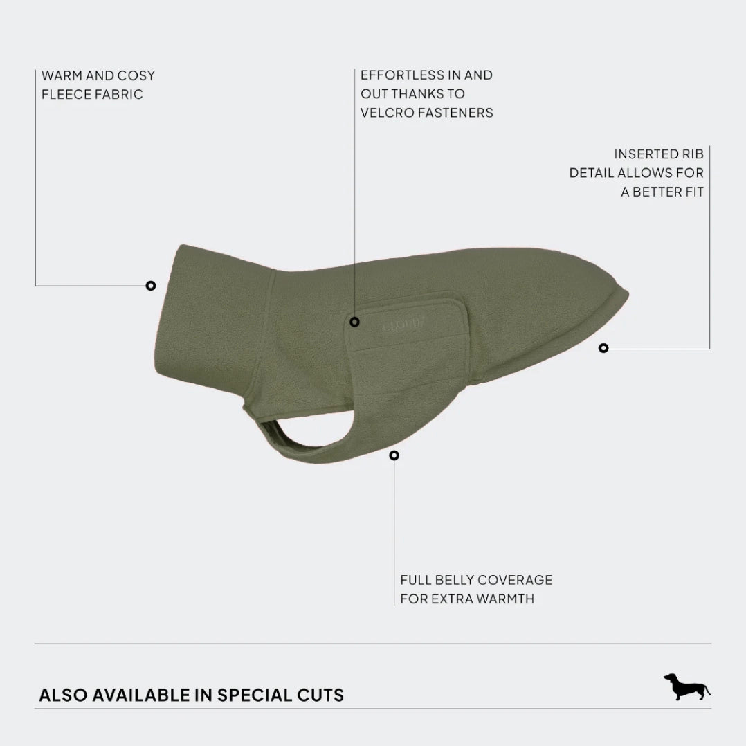 Cloud7 Derby Fleece Sweater DACHSHUND - Khaki