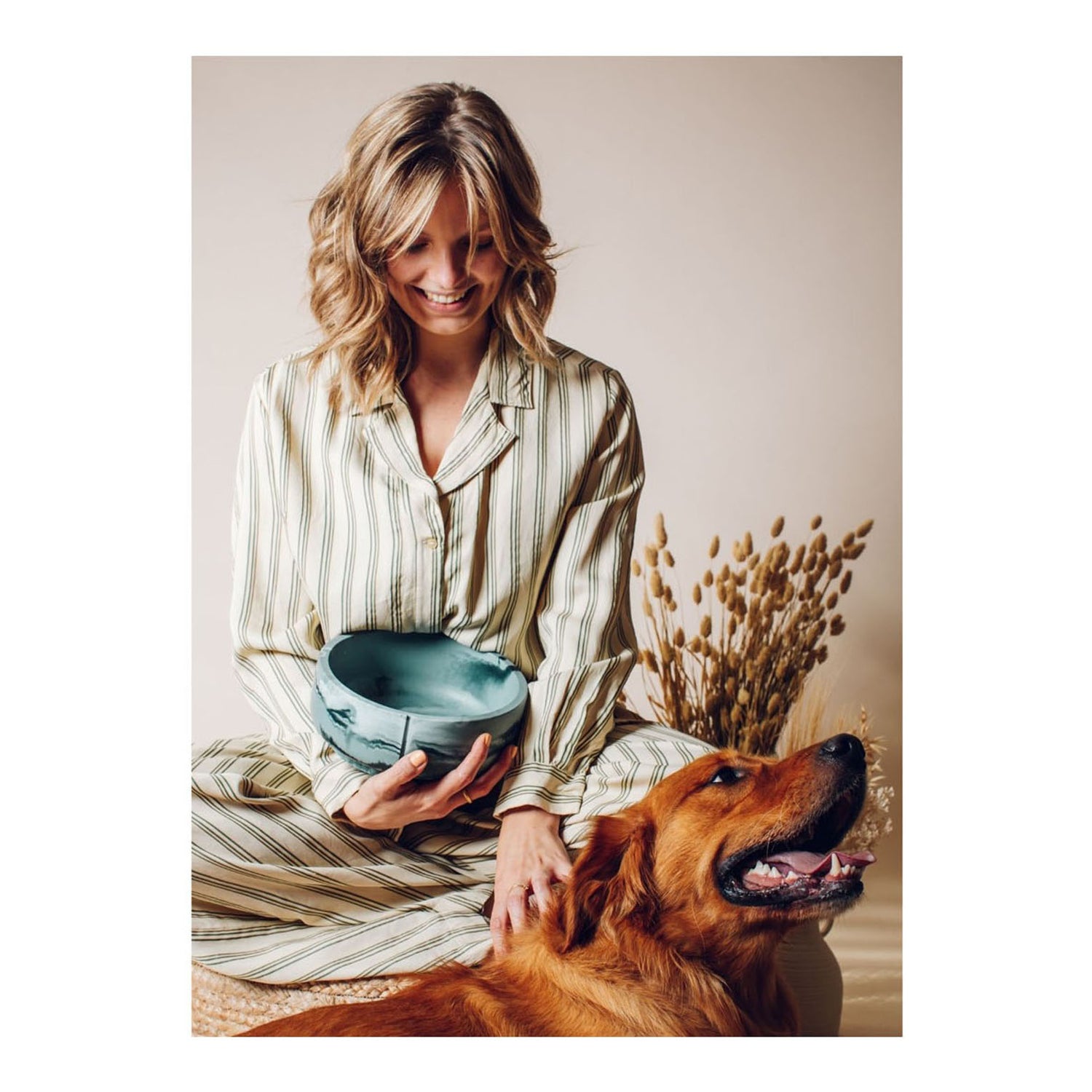 Klassischer Futternapf - Ente Grüner Marmor