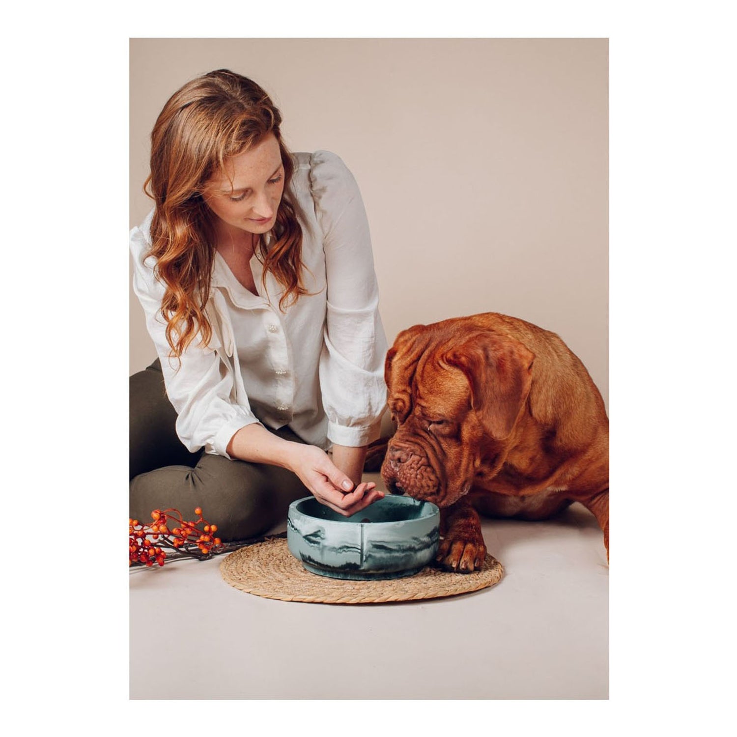 Klassischer Futternapf - Ente Grüner Marmor