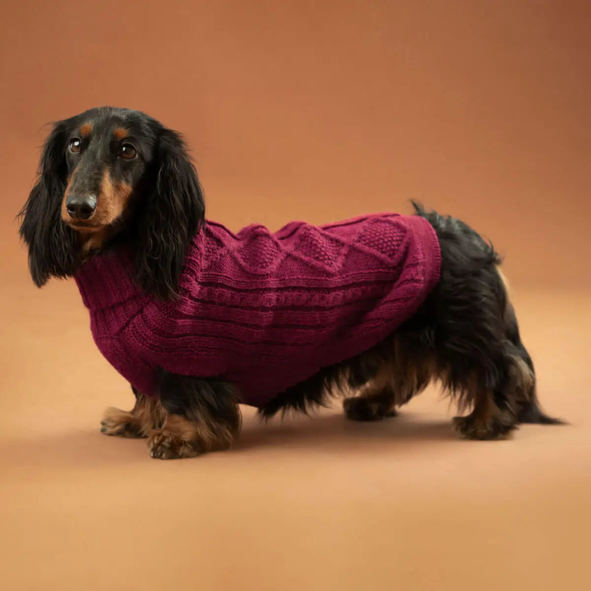 Wine Red Aran Alpaca Sweater