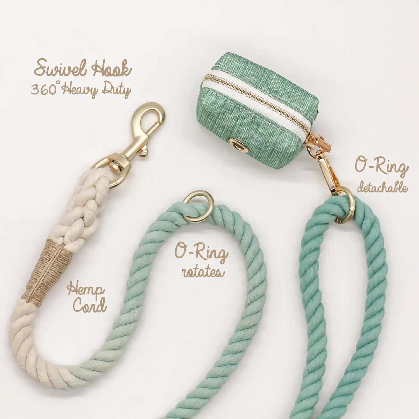 Laisse en corde de coton Ombre Pastel | Vert Chasseur