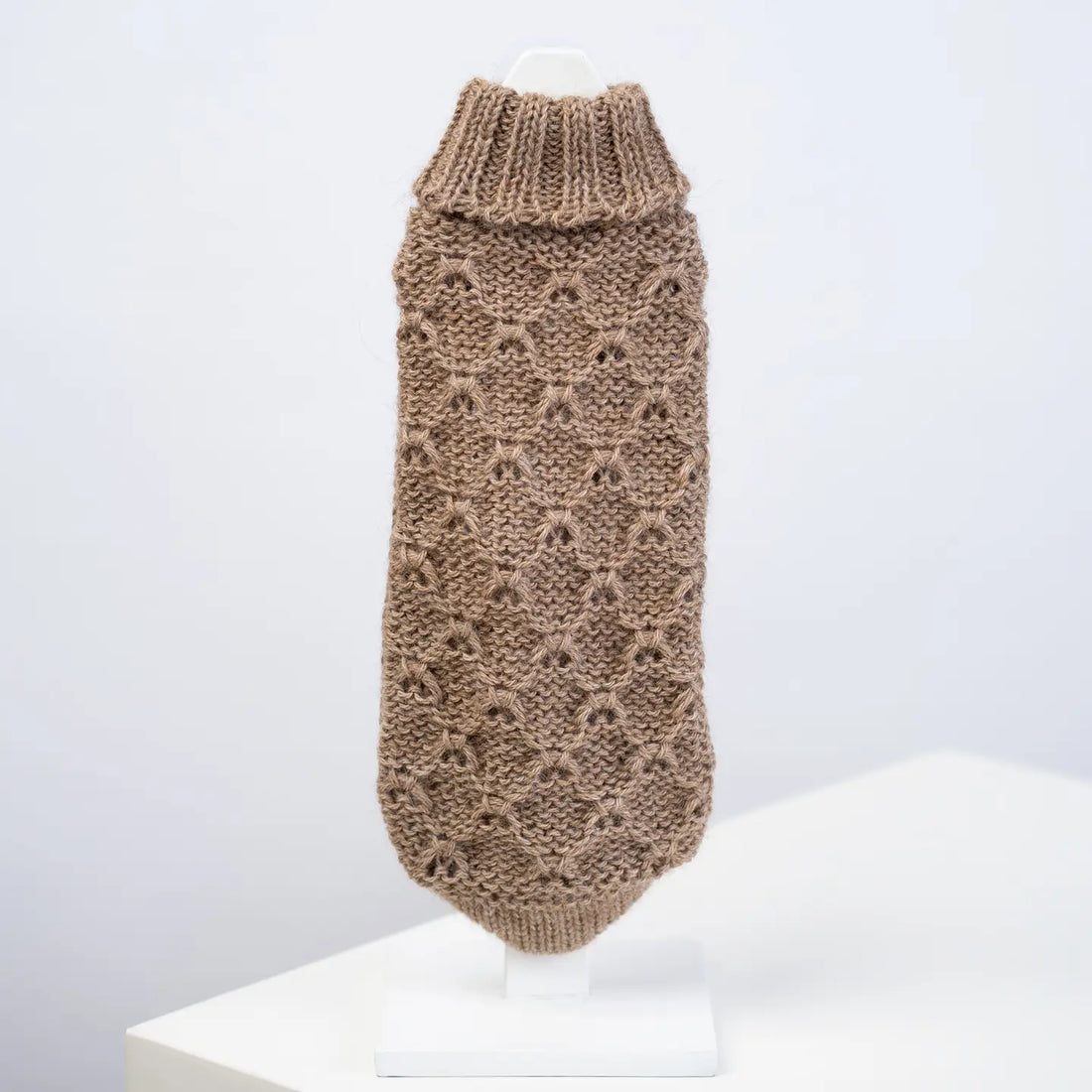 Toasted Almond Lattice Alpaca Sweater