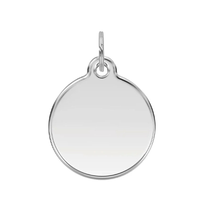 Silver Round Paw Dog Tag - Red