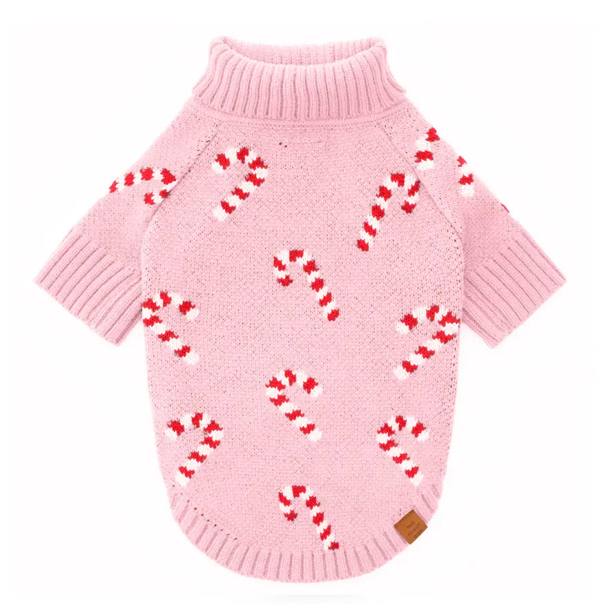 Pink Candy Canes Dog Sweater
