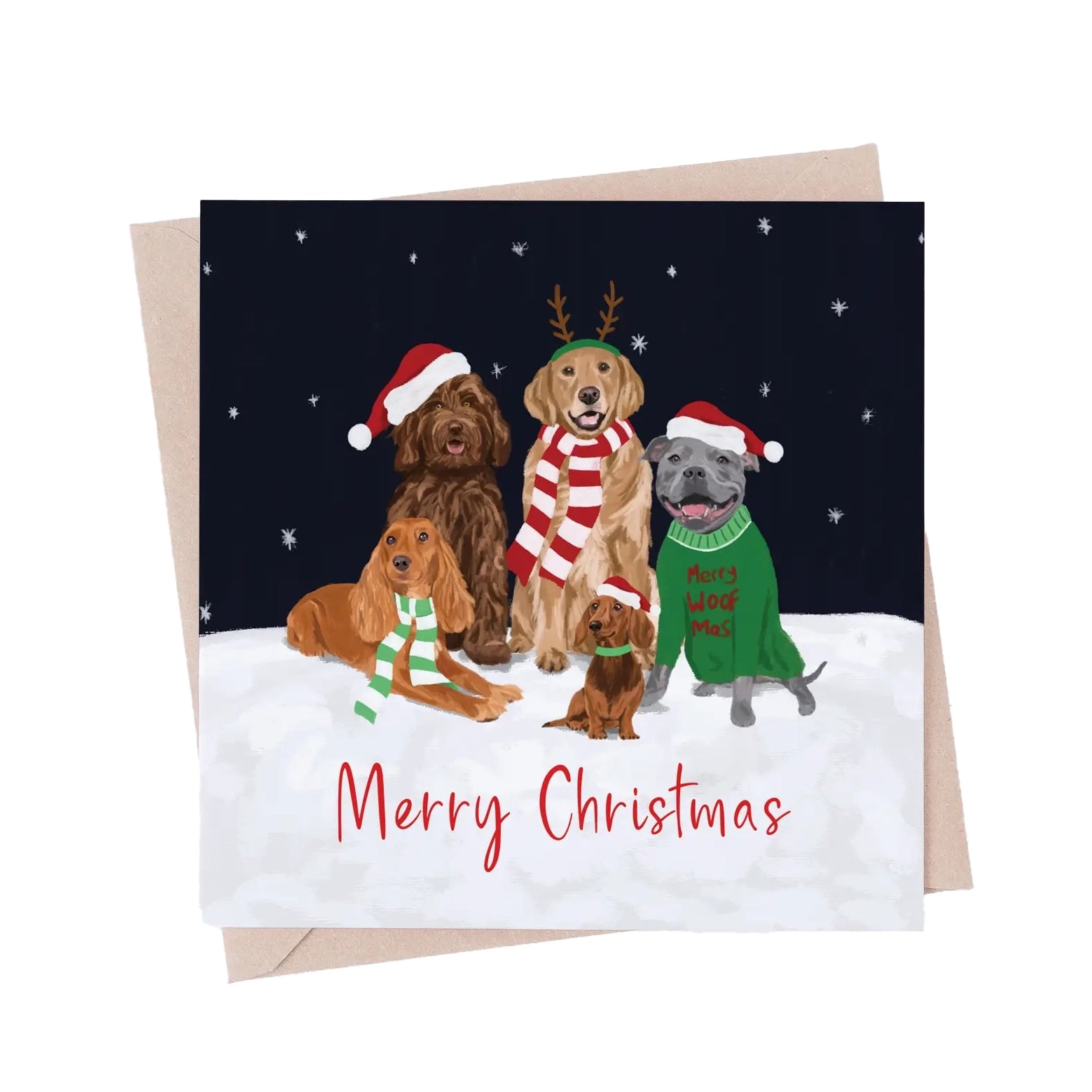 Merry Christmas Dogs Greeting Card