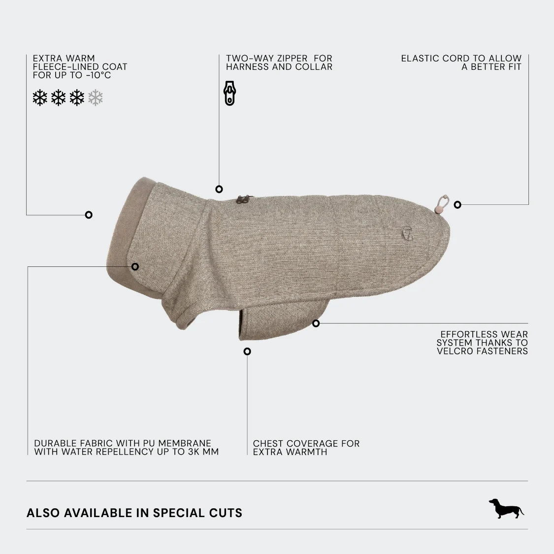 Cloud7 Brooklyn Coat DACHSHUND - Tweed Beige