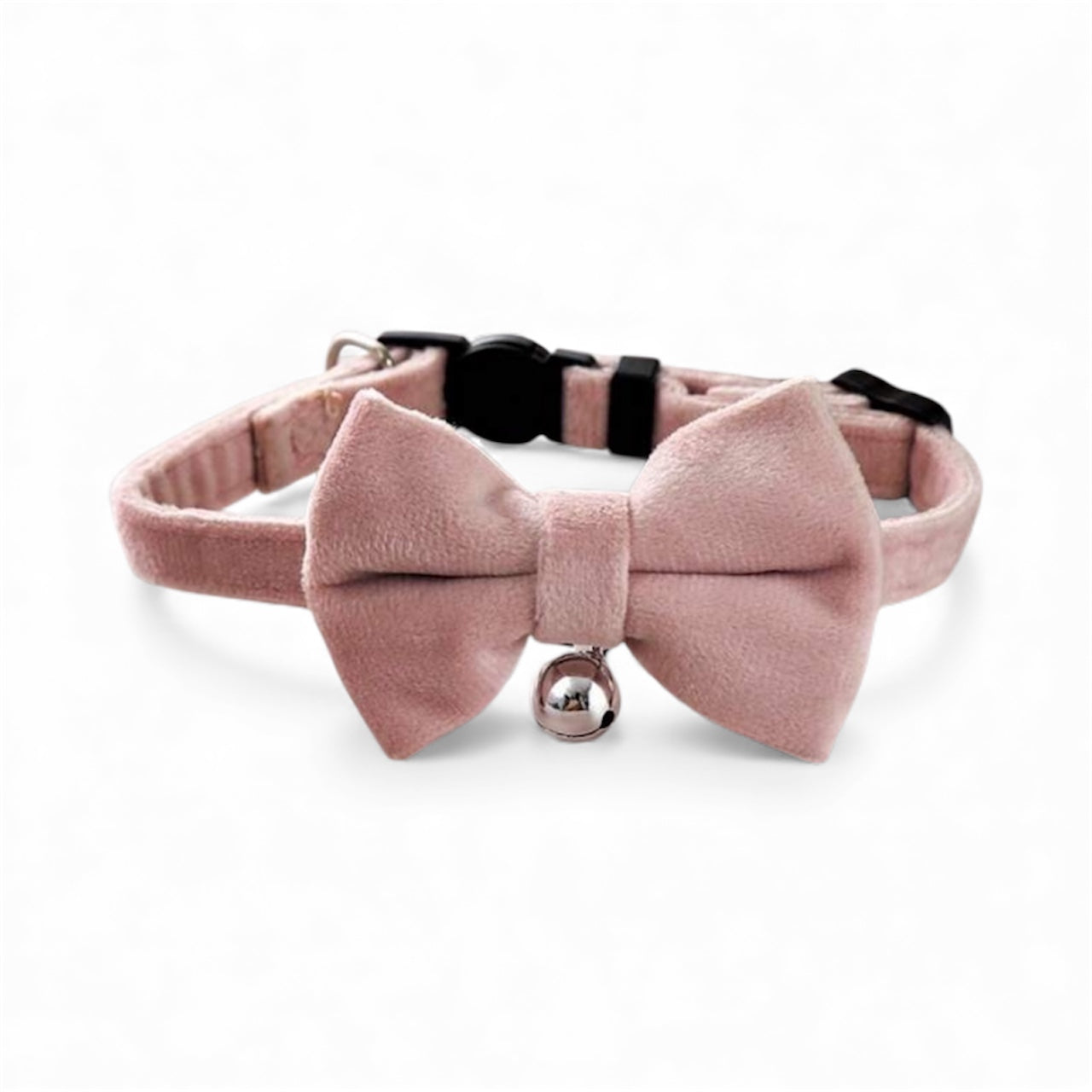 Adjustable Collar with Bell | Pastel Pink Velvet