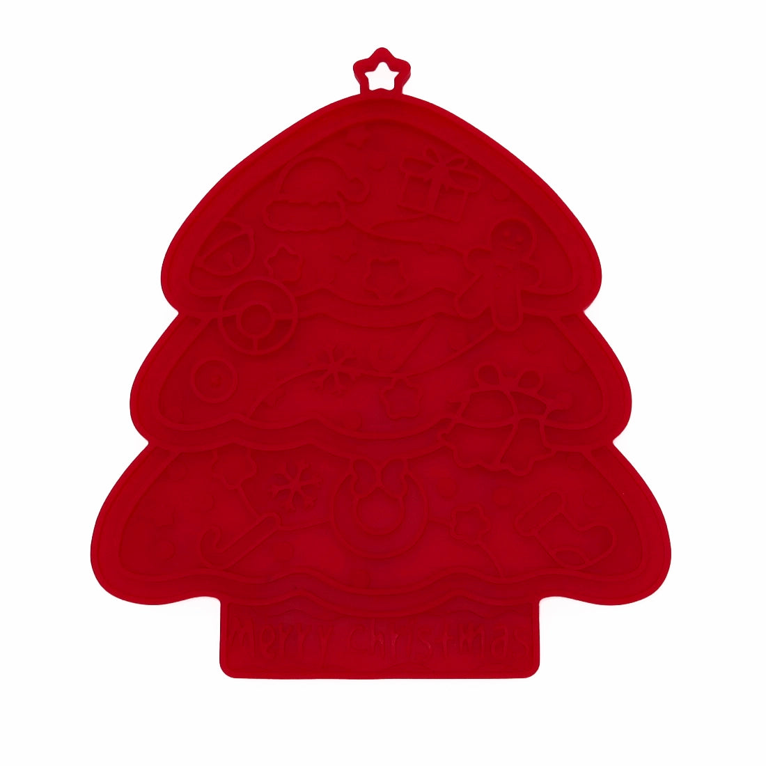 Enrichment Licking Mat with Suction Cups - Christmas Red
