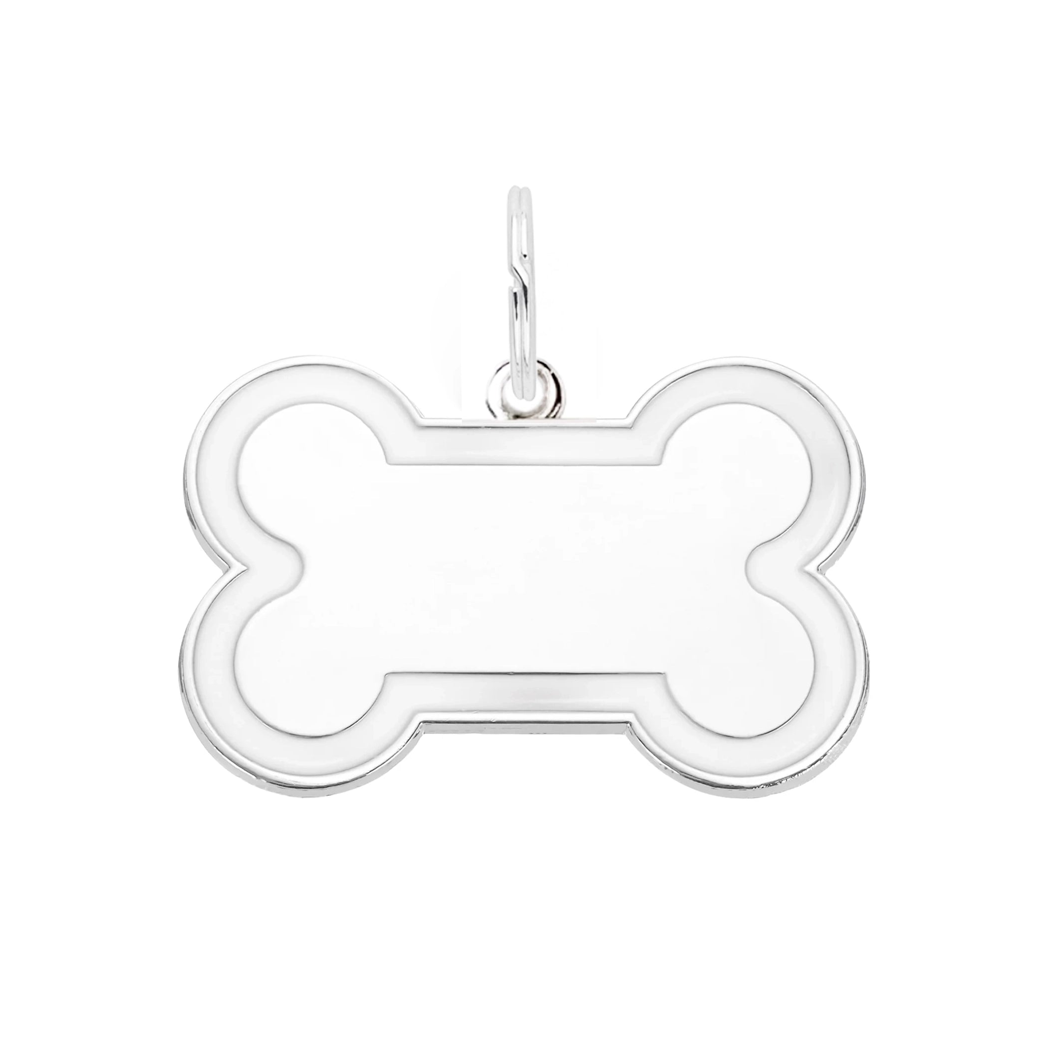 Silver Bone Dog Tag - White