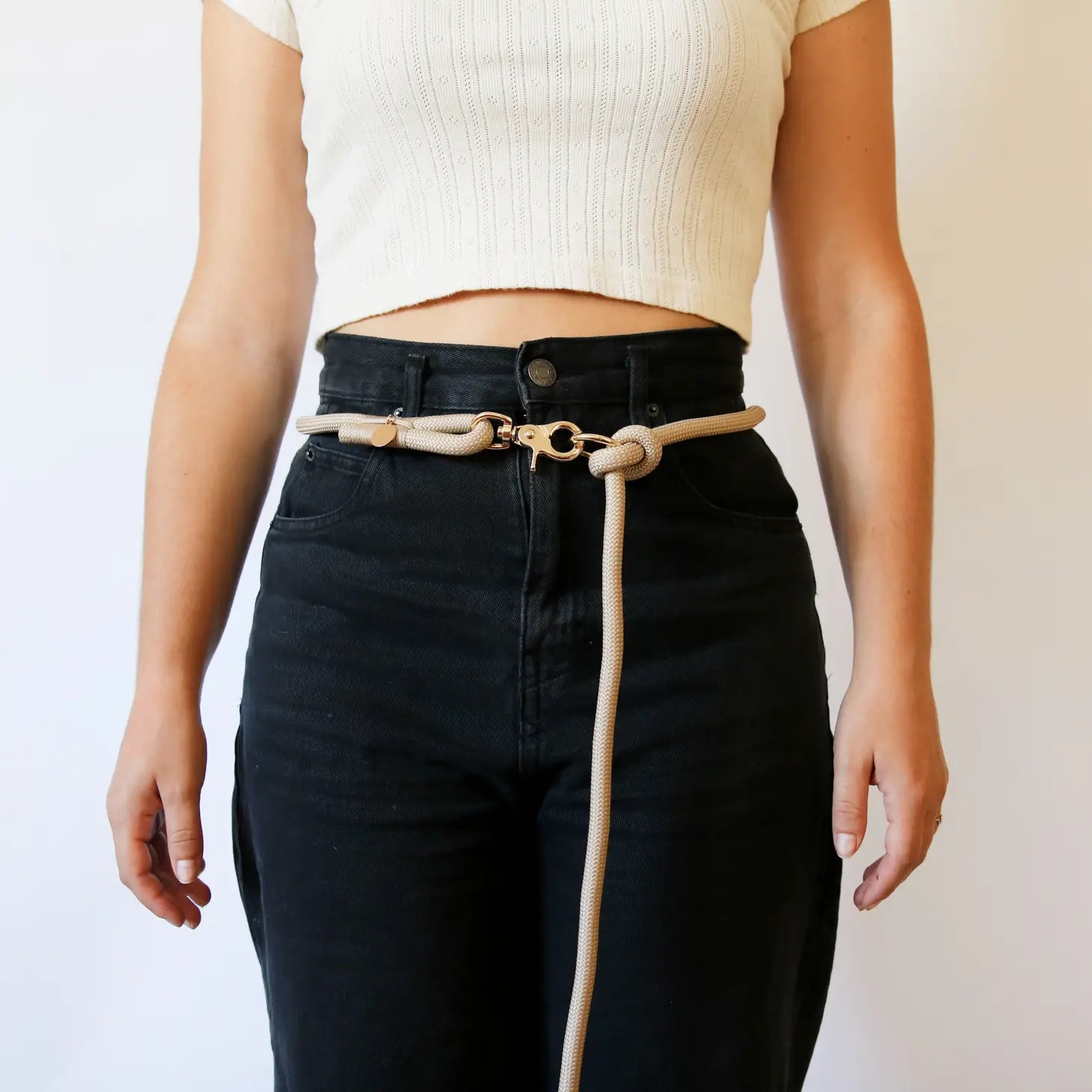 Hands Free Braided Rope Leash - Tan