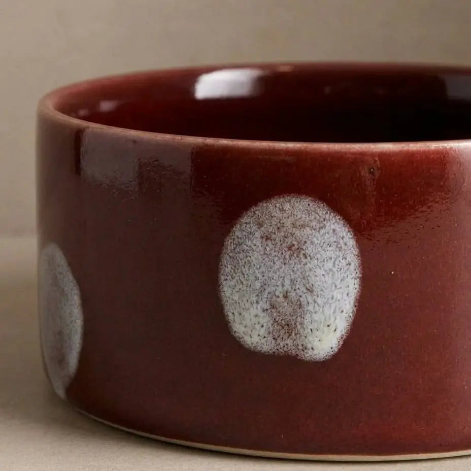 Stoneware Pop Dots Bowl | Burgundy