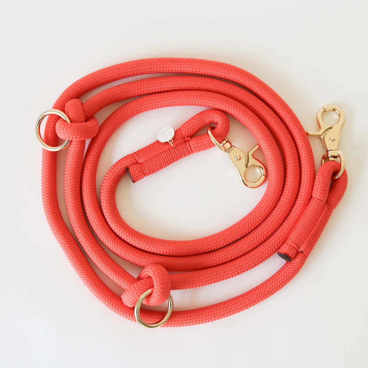 Hands Free Braided Rope Leash - Coral