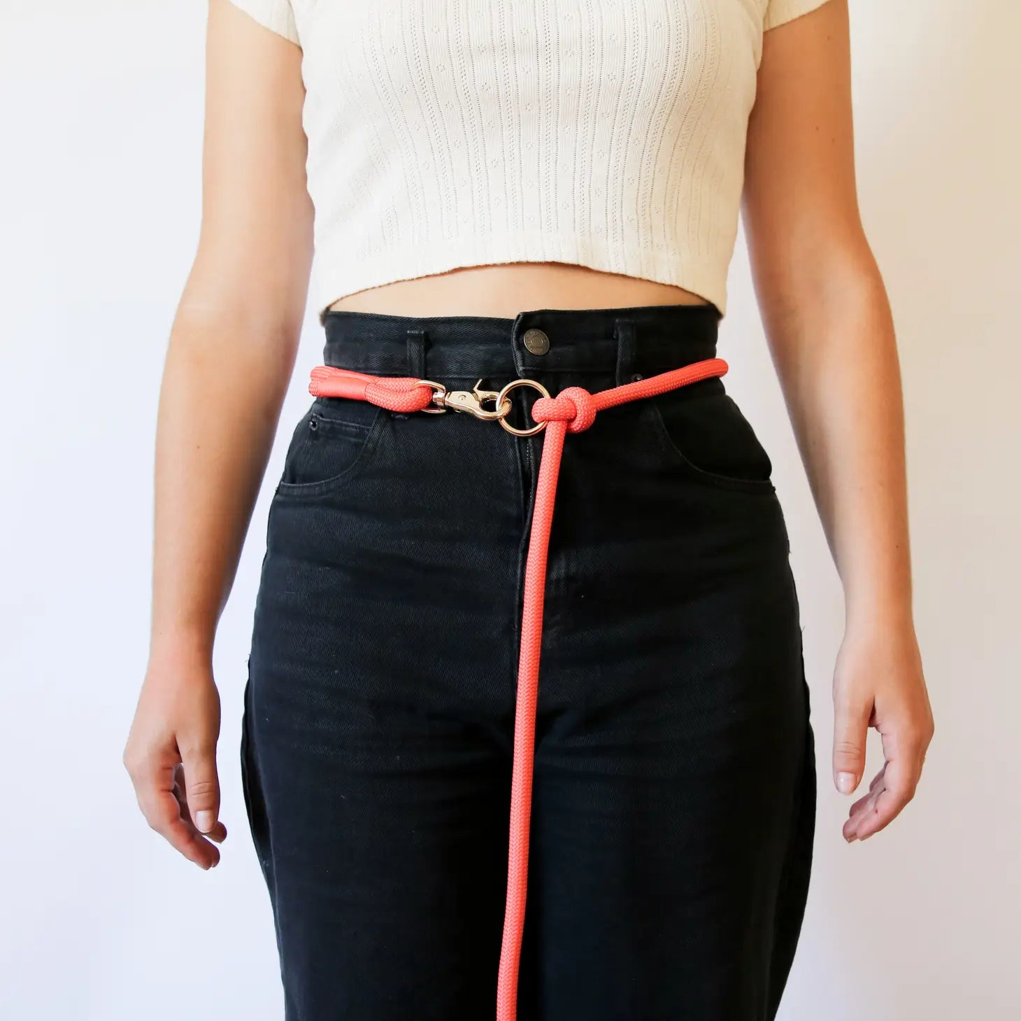 Hands Free Braided Rope Leash - Coral