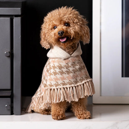 Soft Houndstooth Alpaca Poncho