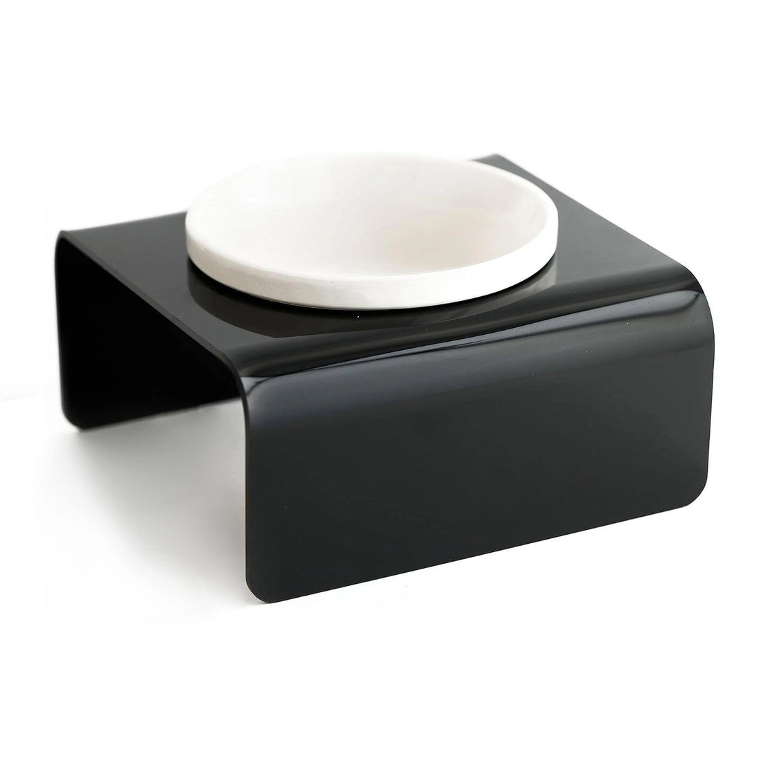 Single Plexiglass Ceramic Feeding Station - Black