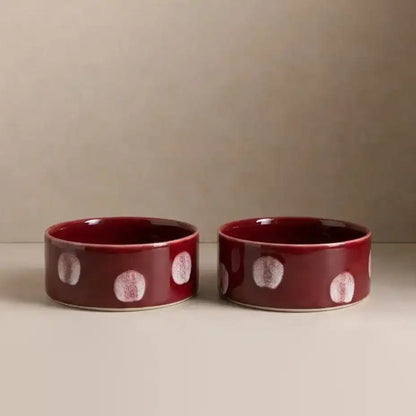 Stoneware Pop Dots Bowl | Burgundy