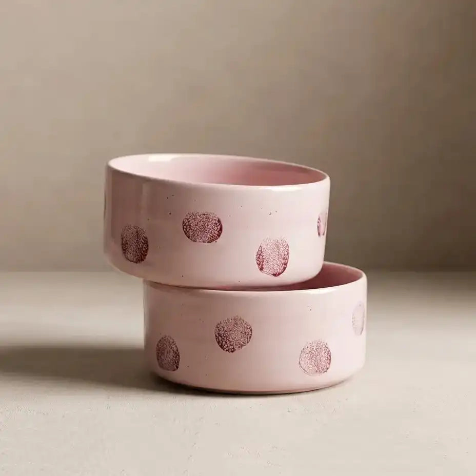 Stoneware Pop Dots Bowl | Pink