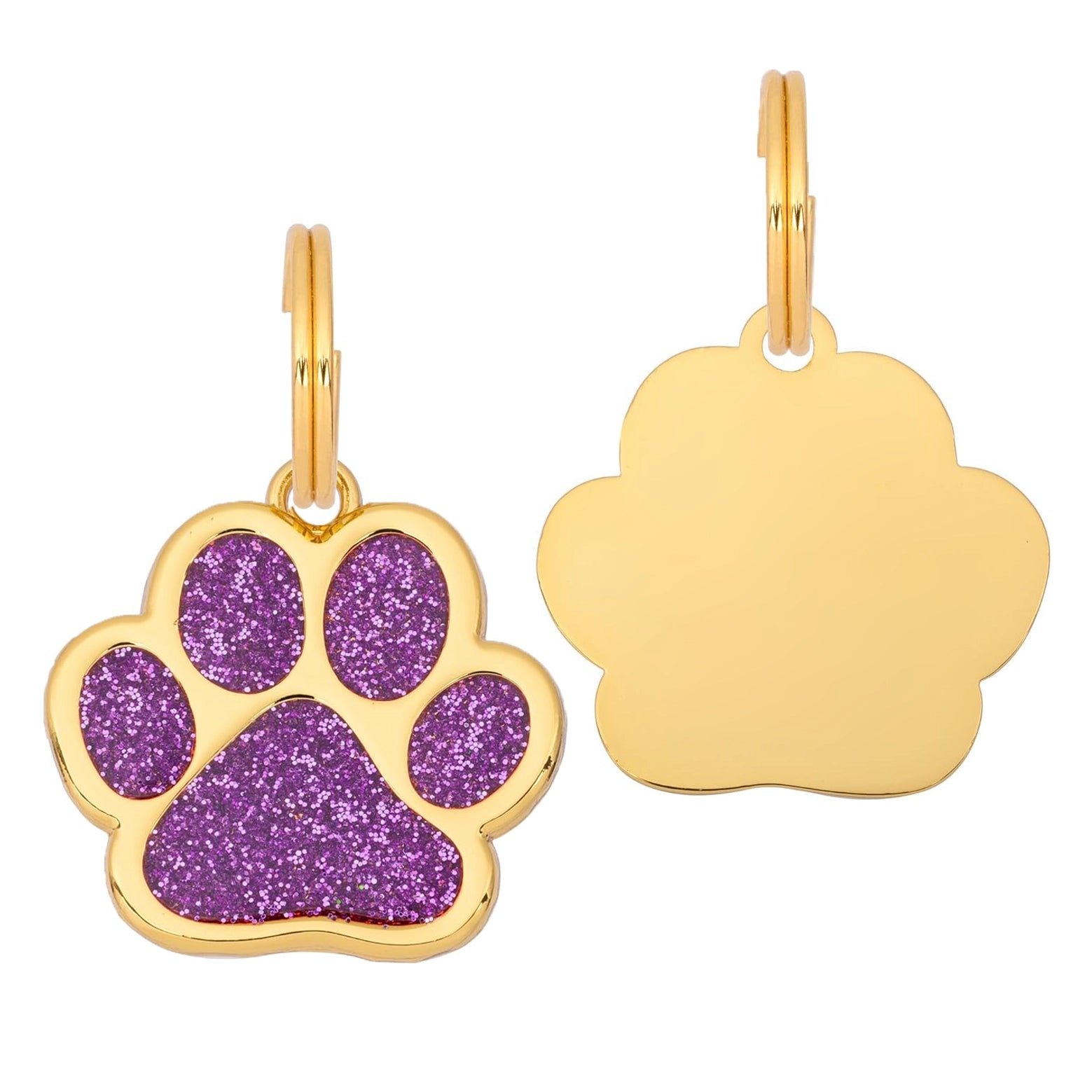 Glitter Paw Dog Tag - Purple