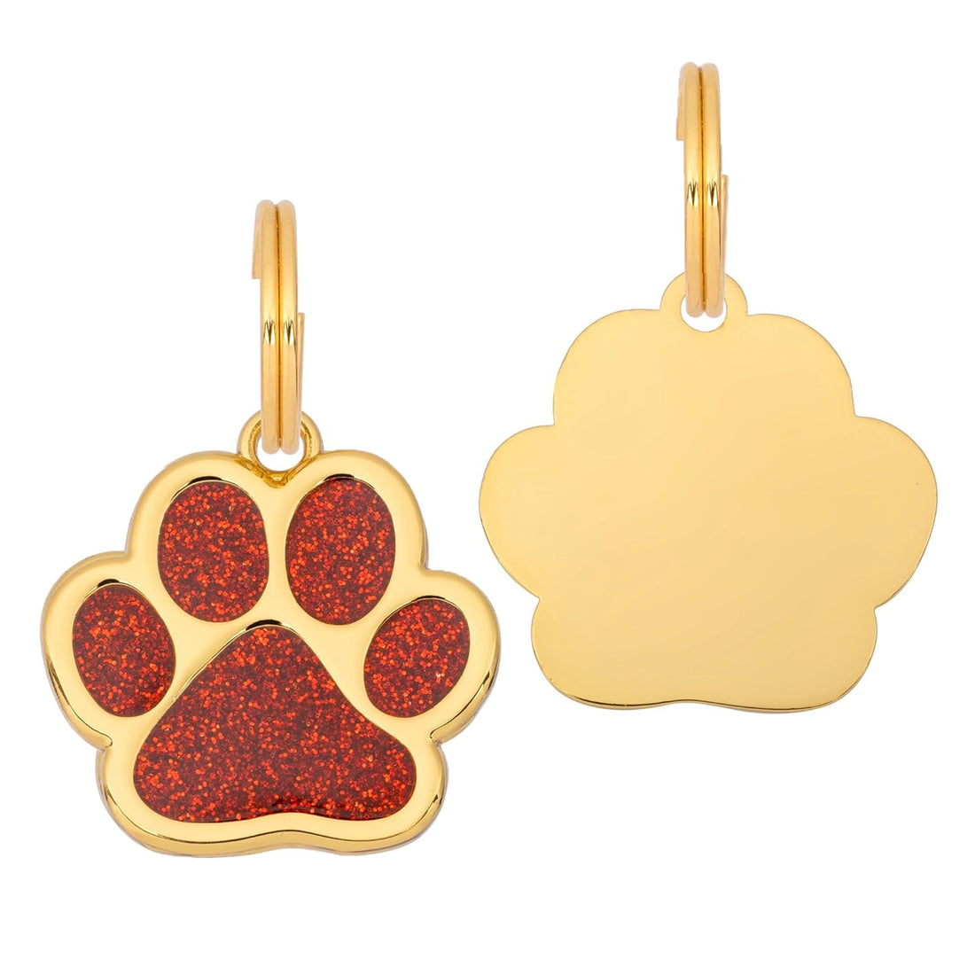 Glitter Paw Dog Tag - Red