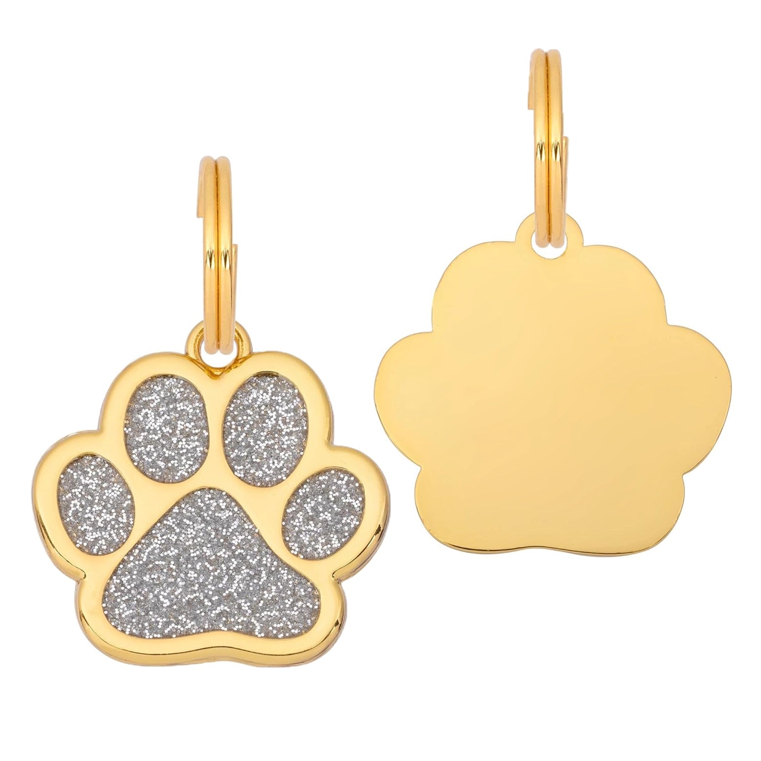 Glitter Paw Dog Tag - Silver