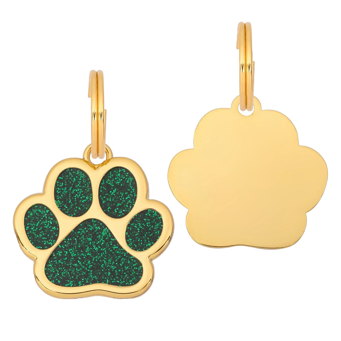 Glitter Paw Dog Tag - Green