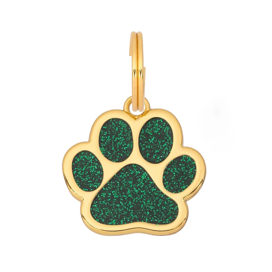 Glitter Paw Dog Tag - Green