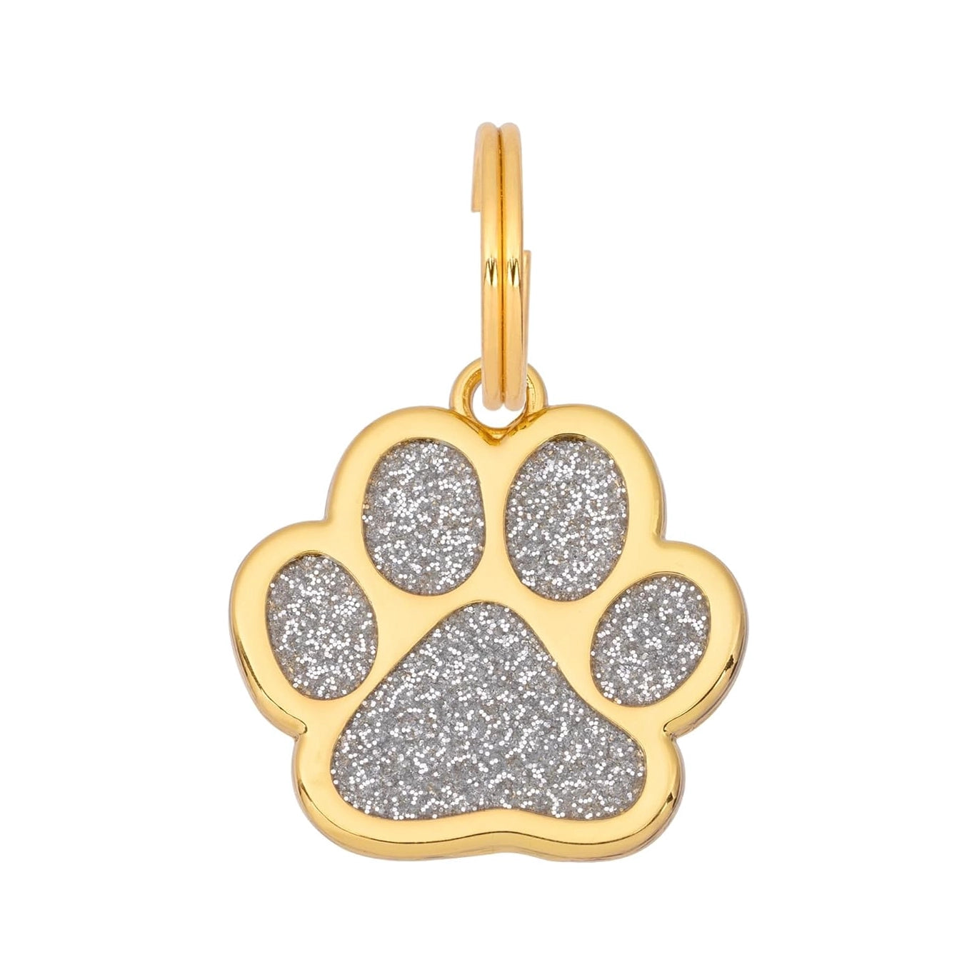 Glitter Paw Dog Tag - Silver