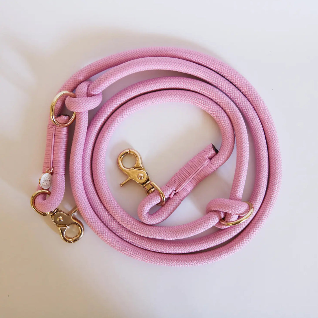 Hands Free Braided Rope Leash - Baby Pink