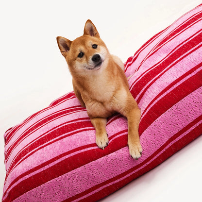 Stripe Dog Bed - Pink/Red