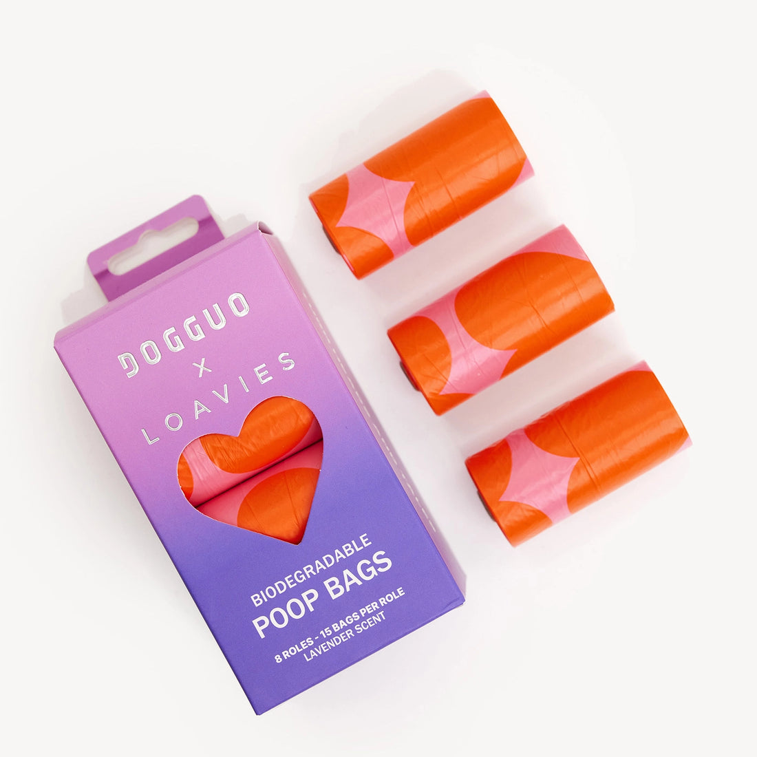 Poop Bags Hearts - Orange/Pink