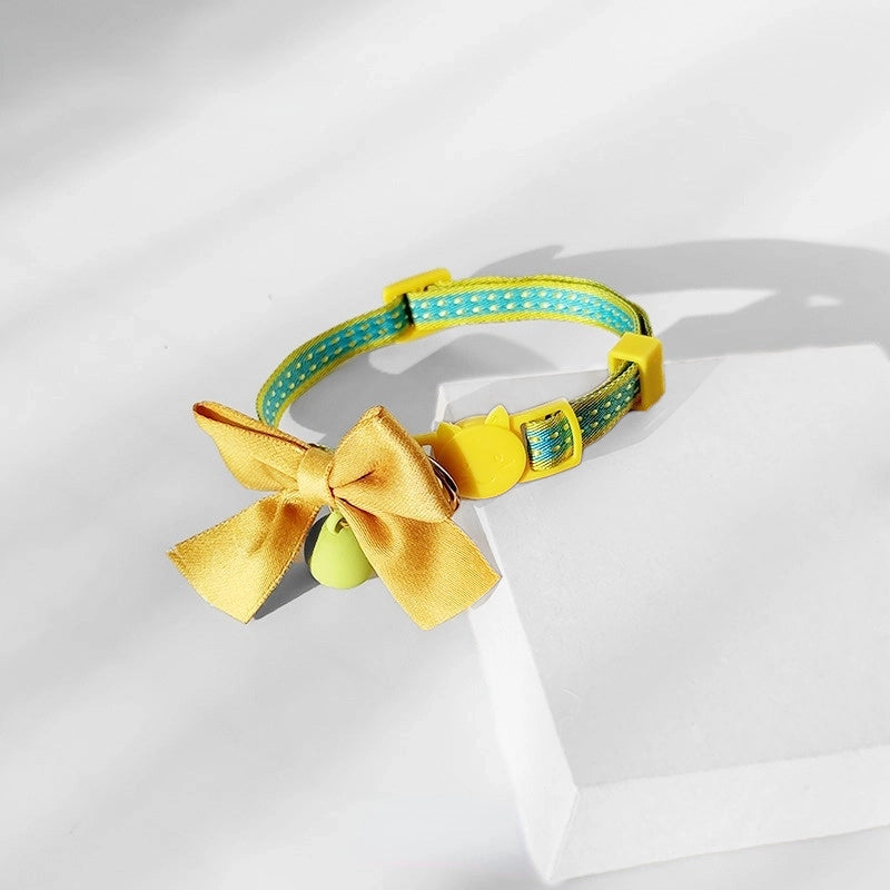 Adjustable Collar with Bell - Yellow Bow