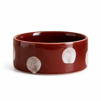 Stoneware Pop Dots Bowl | Burgundy