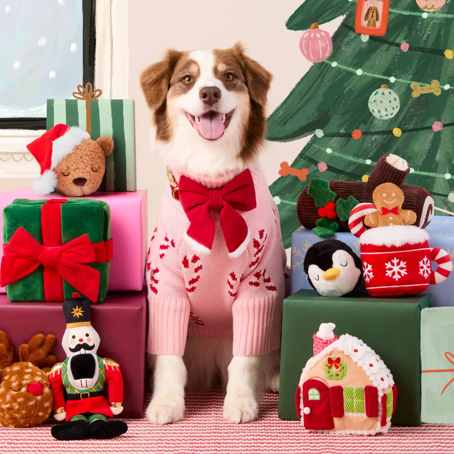 Pink Candy Canes Dog Sweater