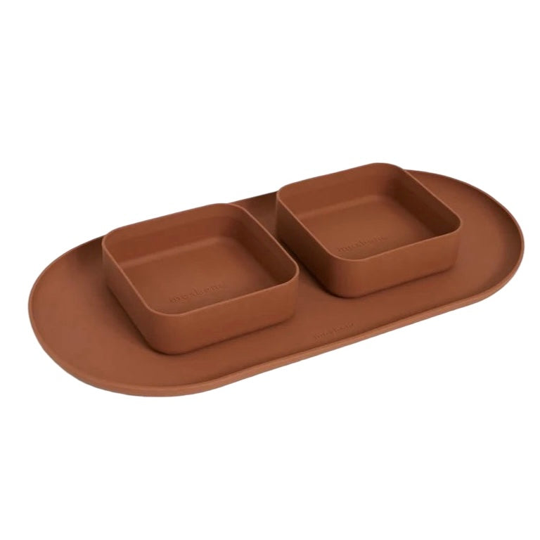 Square Silicone Bowls &amp; Mat Set