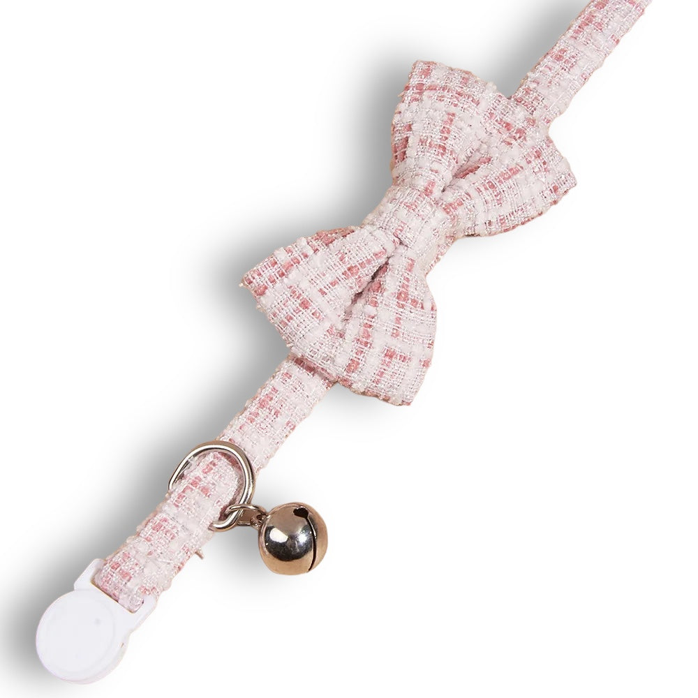 Adjustable Collar with Bell | Pink Tweed