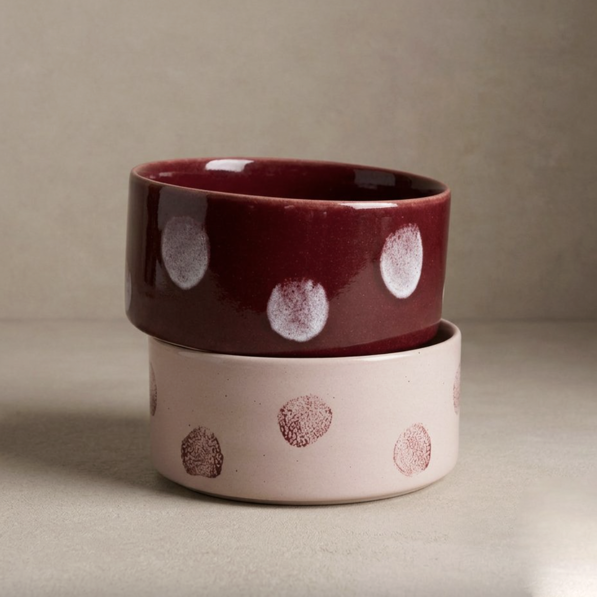 Stoneware Pop Dots Bowl | Pink